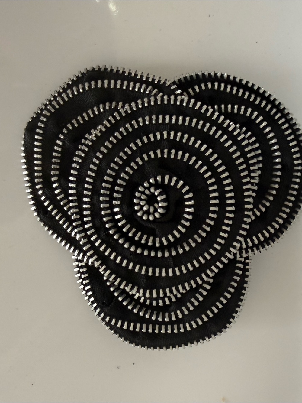 Black & Silver Spiral zipper Flower Brooch - Women Accessories